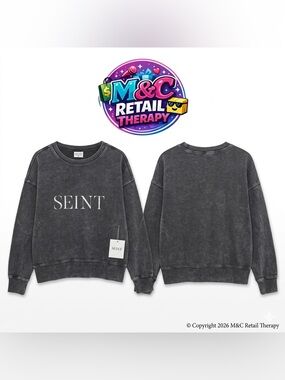 SEINT Washed Black Crewneck Sweatshirt